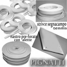 Righe Nastro SegnaCampo tennis in PVC soft PESANTE cm.5 pre-forato. Kit da mt.150