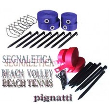 Kit linee / Segnaletica regolamentare  BeachVolley - BeachTennis. Dimensioni m.16x8. Modello Standard con picchetti