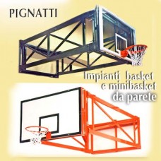 Impianto mini-basket tipo A PARETE, sbalzo cm.80 circa, modello per ESTERNI. prezzo coppia completa