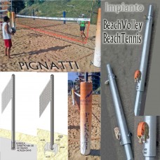 Pali/Impianto Polivalente BeachVolley - BeachTennis -  Beach Badminton modello SPIAGGIA x campi naturali. Realizzati in acciaio zincato e verniciato. Coppia