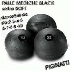 Palle mediche/Slam Ball Crossfit nuovo modello ANTIRIMBALZO Black extra SOFT da kg.8 - diametro cm.23