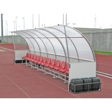Panchine campo calcio calcetto per allenatori ed atleti, modello PARABOLICO.  Lunghezza mt.2 (4 posti seduta)