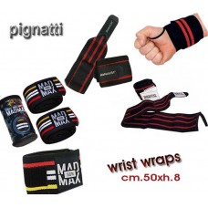 Wrist Wraps Bandages MAD MAX / BIOTECH- Polsiere elastiche tecniche ad alta tenuta. Lunghezza cm.50 x h.8. Prezzo paio